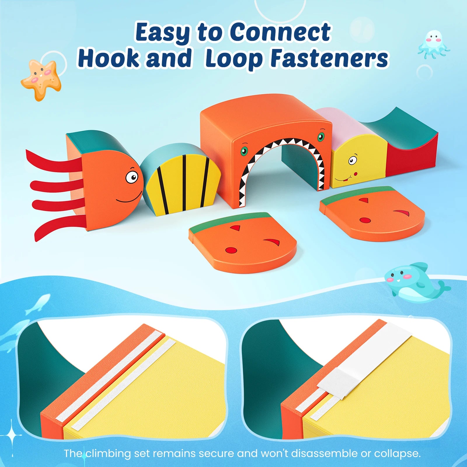 Foam Climbing Blocks Toys For Toddlers 1-3 Inside Jungle Gym Indoor Set Ocean-Themed