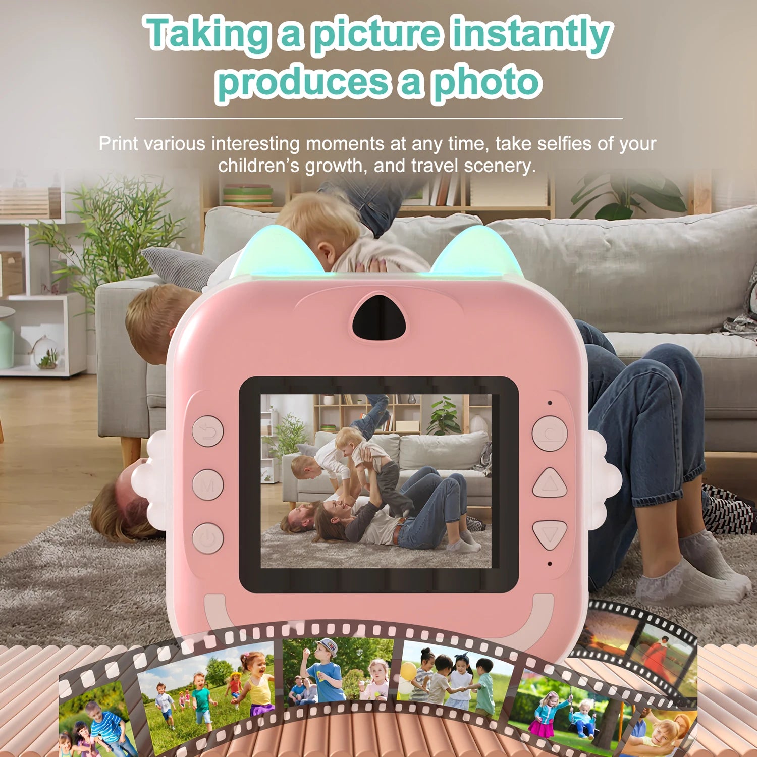Kids Camera Photo Instant Print Photograph Video Record Wireless Inkless Printer Print Camera For Children Girls Boys Gifts Toys