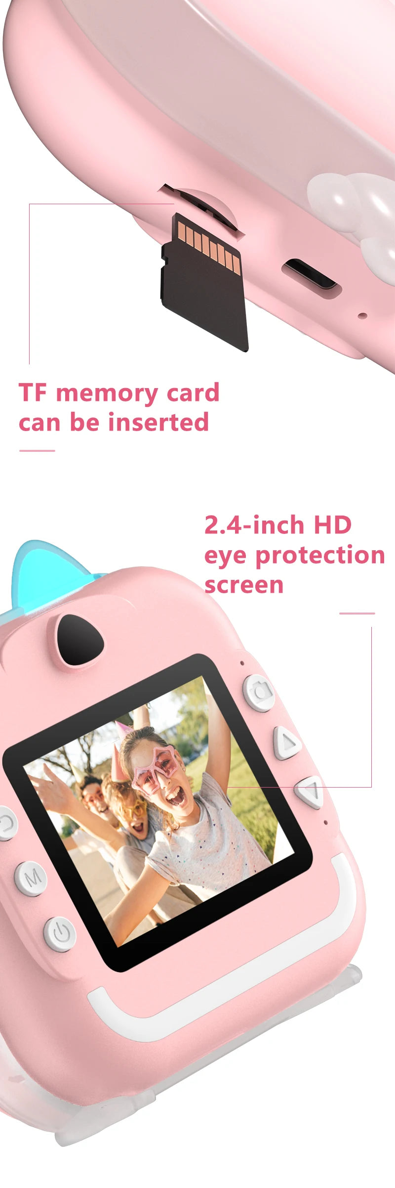 Kids Camera Photo Instant Print Photograph Video Record Wireless Inkless Printer Print Camera For Children Girls Boys Gifts Toys