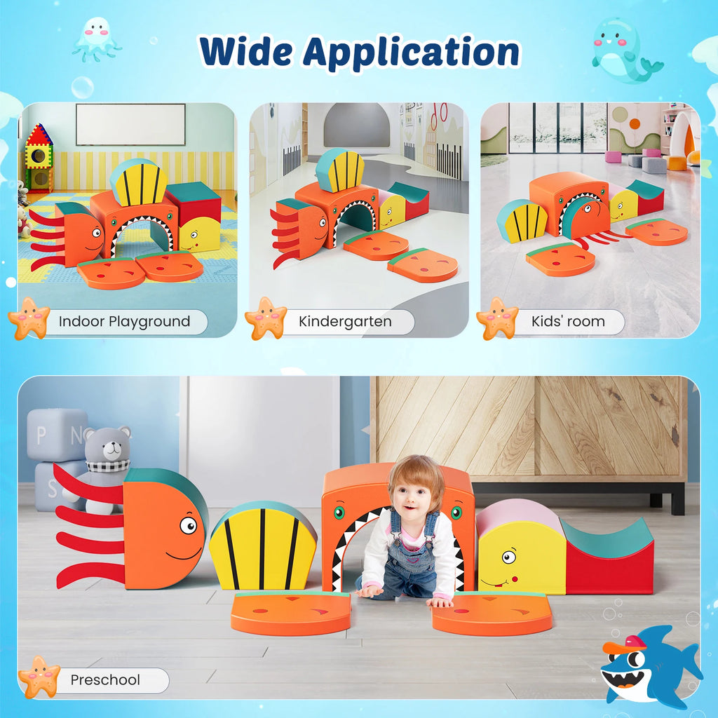 Foam Climbing Blocks Toys For Toddlers 1-3 Inside Jungle Gym Indoor Set Ocean-Themed