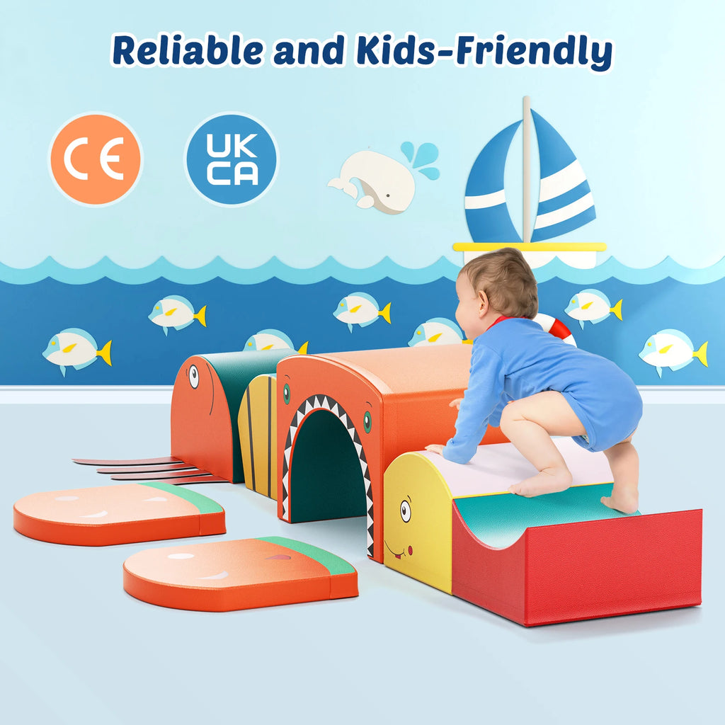 Foam Climbing Blocks Toys For Toddlers 1-3 Inside Jungle Gym Indoor Set Ocean-Themed